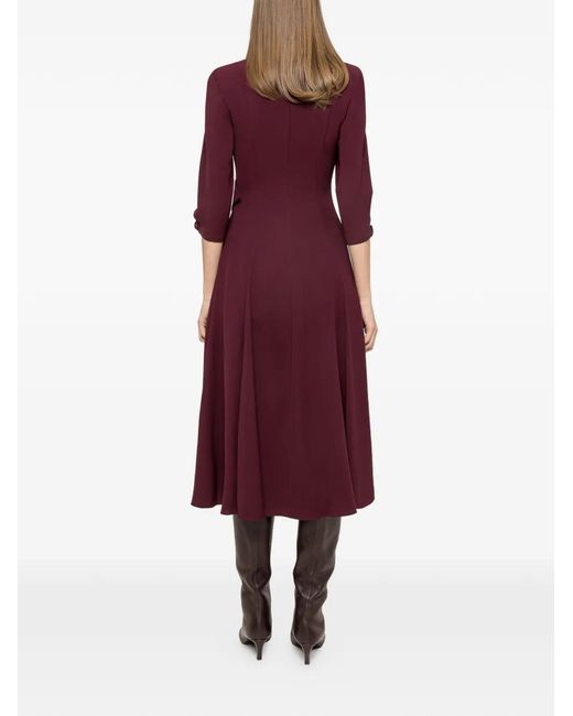 Nissa Purple Button-Detail Midi Dress