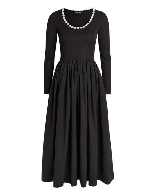 Sister Jane Black Beaded Long-Sleeved Midi Dress