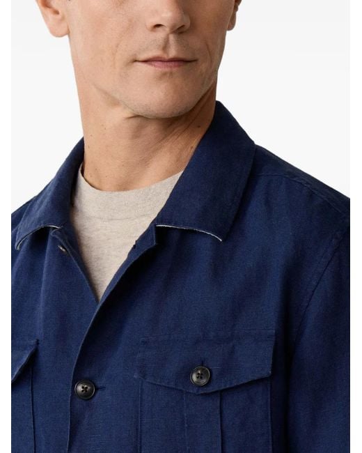 Hackett Blue Patch-Pocket Overshirt for men