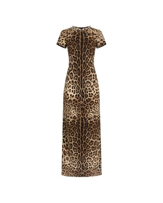 Dolce & Gabbana White Leo-Print Charmeuse Dress