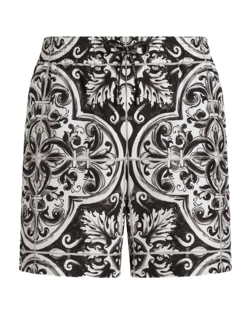Dolce & Gabbana Badeshorts Mit Grafischem Print in Black für Herren