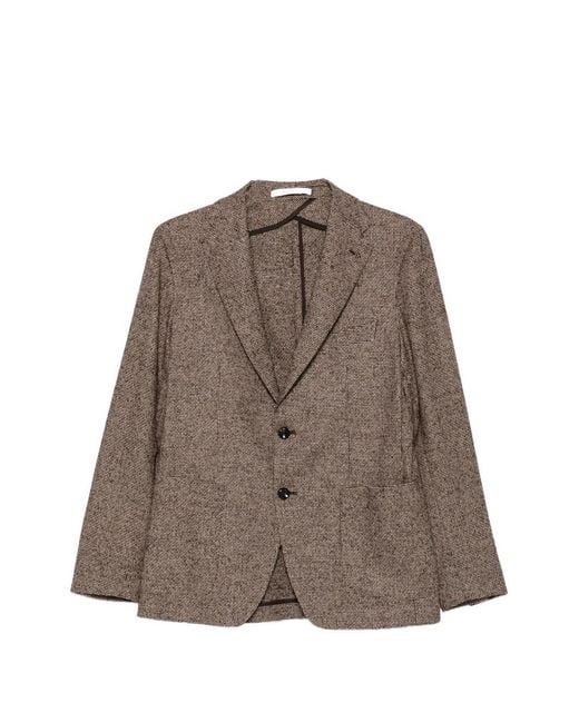 Tagliatore Brown Textured Single-Breasted Blazer for men