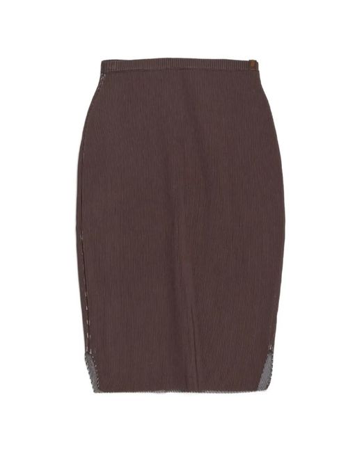 Isa Boulder Brown Ribbed Midi Skirt