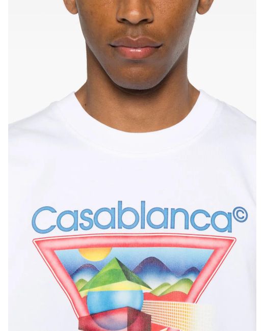 Casablanca White Cotton 'Tennis Club' T-Shirt With Print for men