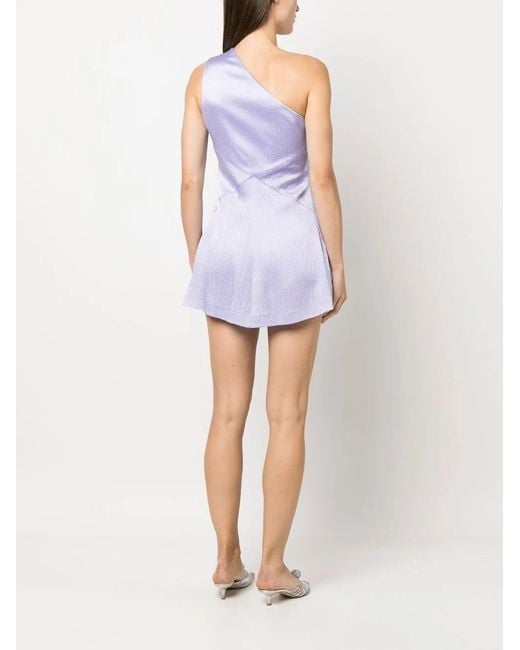 Genny Purple Floral-Appliqué One-Shoulder Playsuit