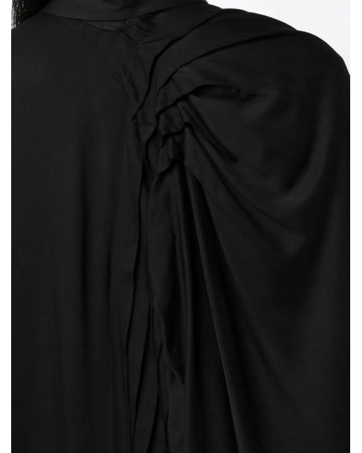 Yohji Yamamoto Black Pleated High-Low Hem Shirt