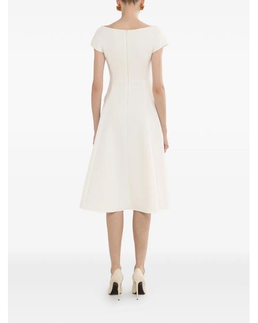 Nissa White A-Line Crepe Midi Dress