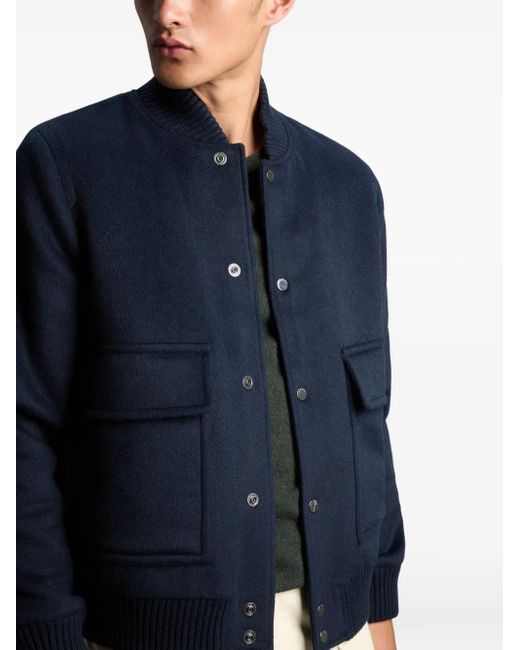 Woolrich Blue Twill-Weave Patch-Pocket Bomber Jacket for men