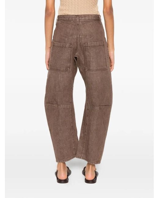 Nili Lotan Gray Shon Curved-Leg Jeans