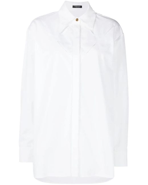 Versace White Cut-Out Detail Long-Sleeve Shirt