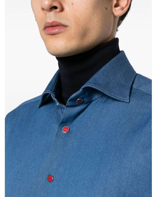 Kiton Denim Overhemd in het Blue voor heren