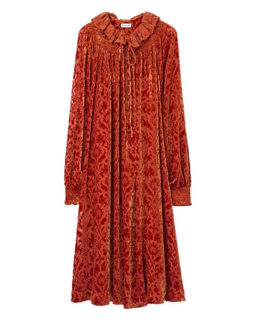 Burberry Red Baroque Silk Blend Velvet Dress