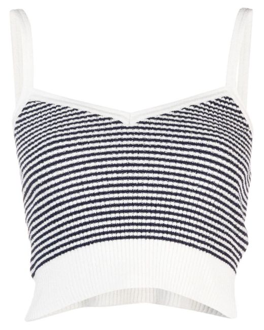 Sandro Blue Striped Cropped Knitted Top