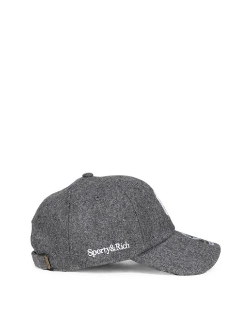 Sporty & Rich Gray Yankees Serif Wool-Blend Baseball Cap