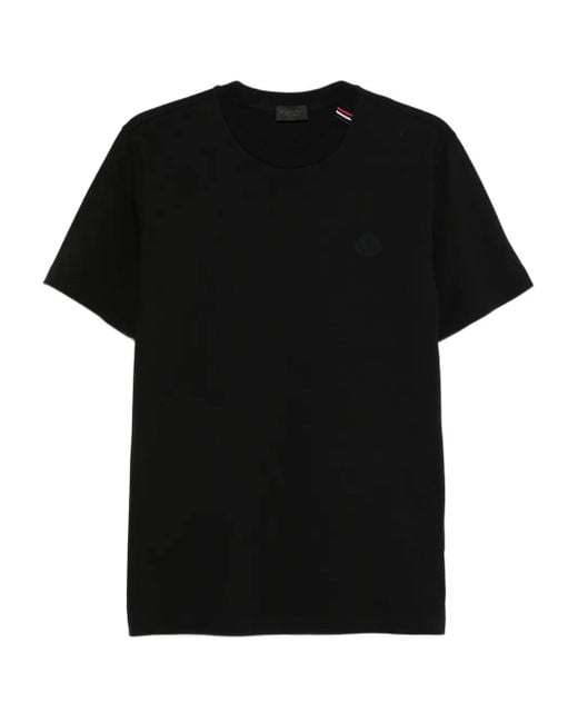 Moncler Black Stripe-Detail Short-Sleeve T-Shirt for men