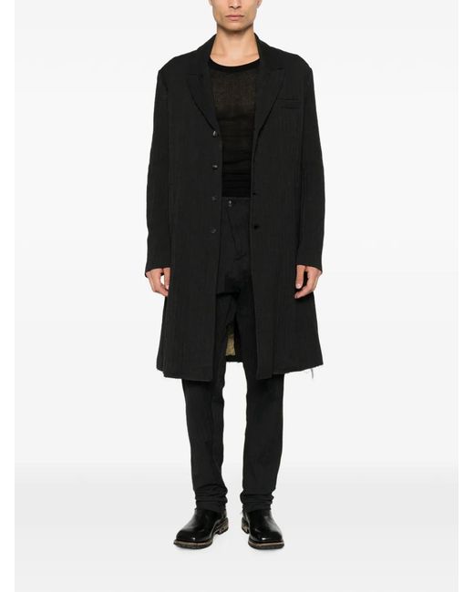 Masnada Black Herringbone-Pattern Buttoned Coat for men