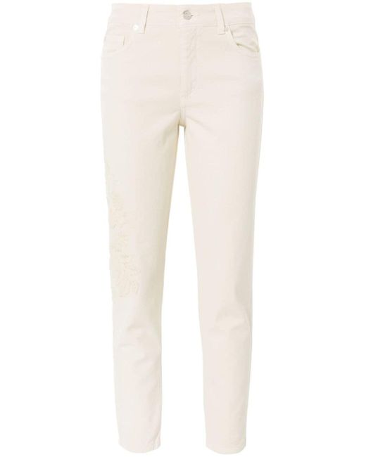 ERMANNO FIRENZE Natural Floral-embroidery Tapered Jeans