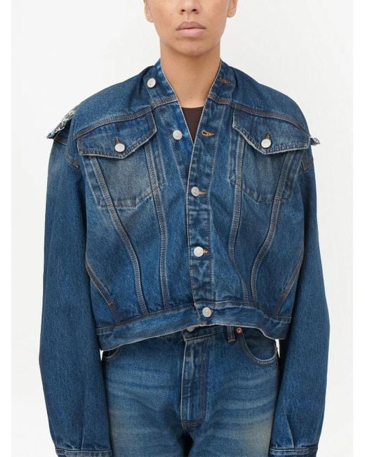 MM6 by Maison Margiela Blue Collarless Denim Jacket