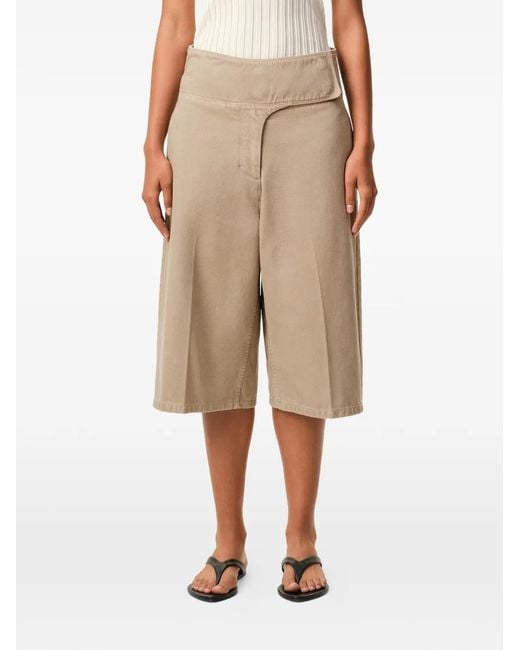 AMI Natural Cotton Wrapped Belted Bermuda Shorts