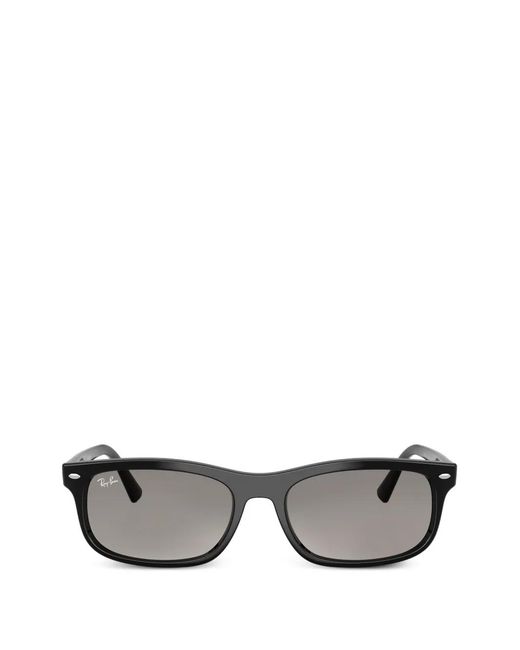 Ray-Ban Gray Rectangle-Frame Sunglasses