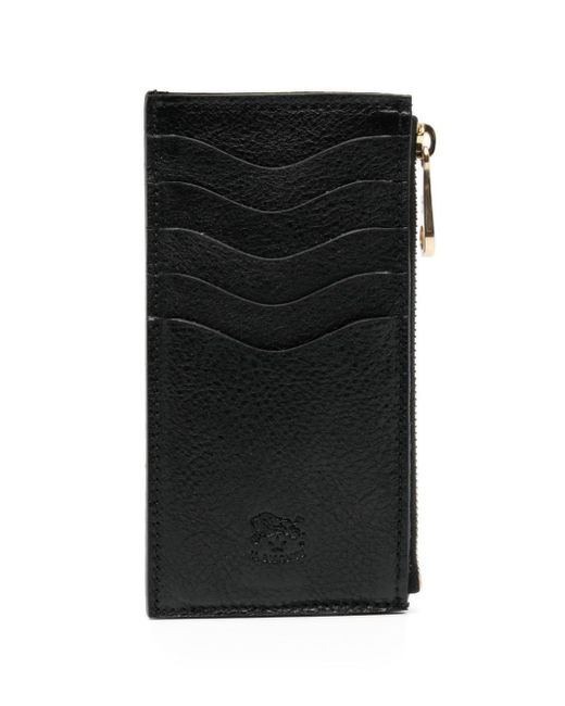 Il Bisonte Black Logo-debossed Leather Cardholder