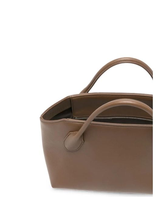 The Row Brown Terrasse Bauletto Leather Tote Bag