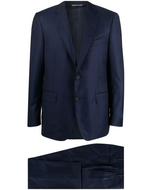 Canali Blue Logo-Patch Single-Breasted Suit for men