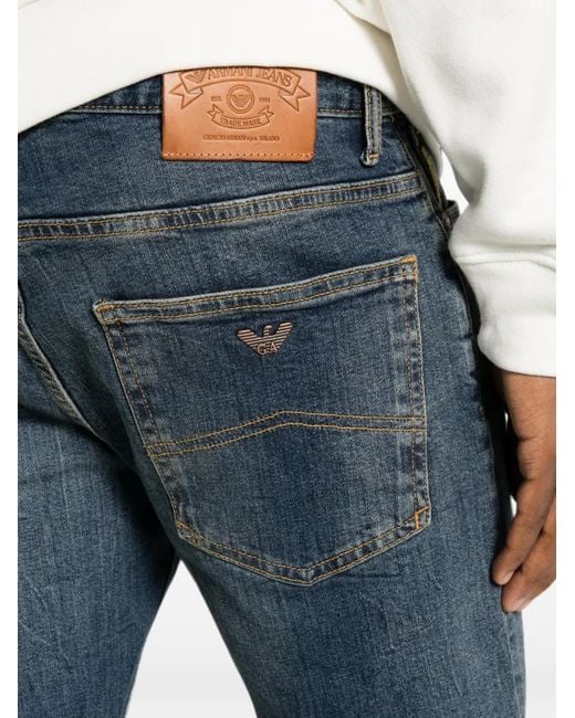 Emporio Armani Blue Faded-Wahs Jeans for men