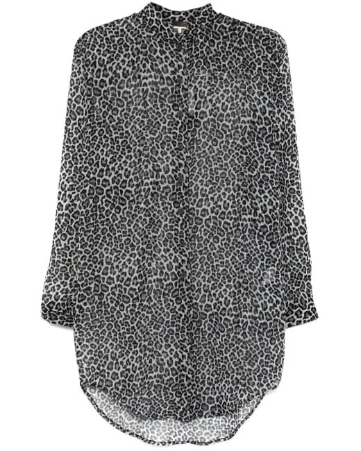 Camicia Leopardata di Tessitura Body Couture in Gray