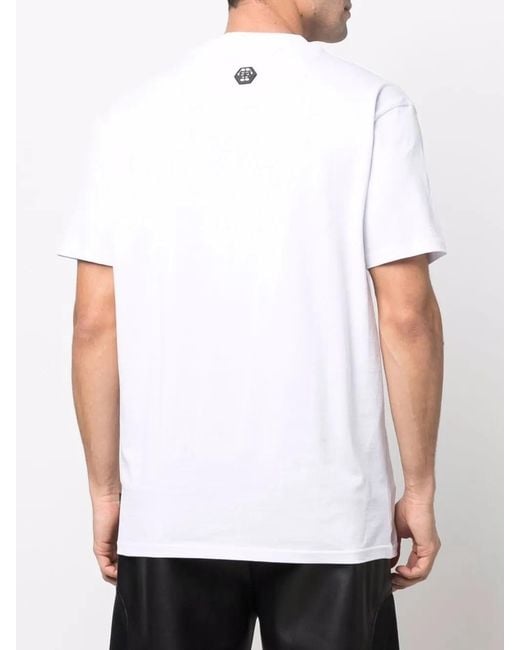 Philipp Plein White Skull And Logo-Print T-Shirt
