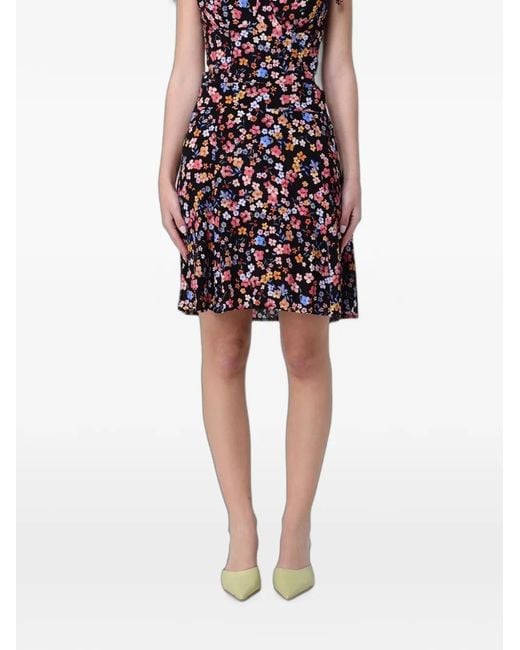 Mar De Margaritas Red Mini Kate Floral-Print Skirt