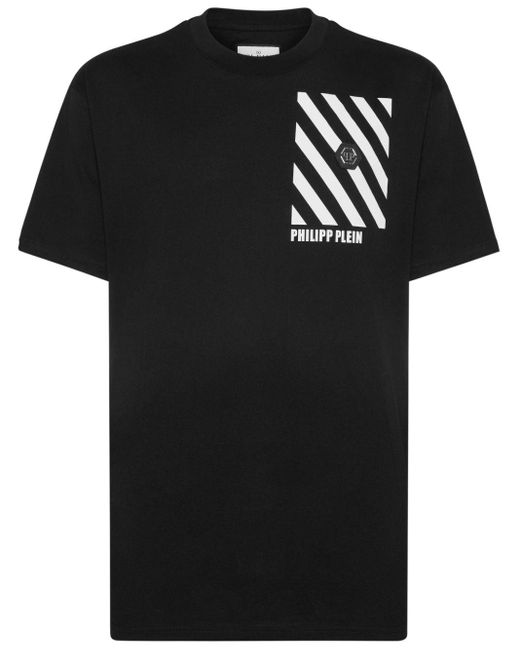 Philipp Plein Black Logo-appliqué Cotton T-shirt for men