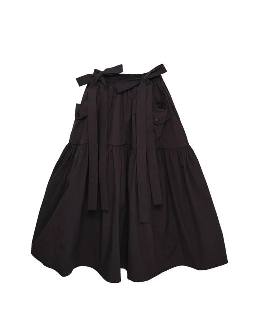 CECILIE BAHNSEN Black Cai Ruffled Midi Skirt