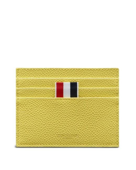 Thom Browne Yellow Pebble Grain Note Compartment Card Holder for men
