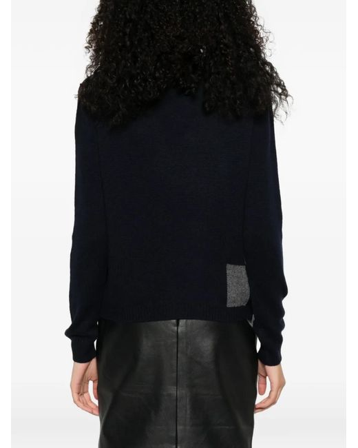 Prada Black Geometric-Pattern V-Neck Jumper
