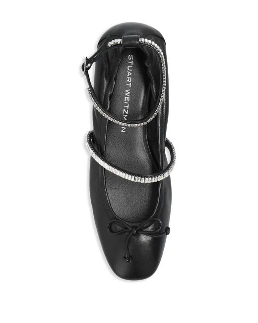 Stuart Weitzman Black Stefanie Leather Ballerina Shoes