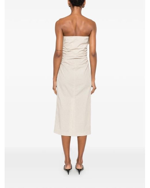 BERNADETTE White Vera Flower-Brooch Midi Dress