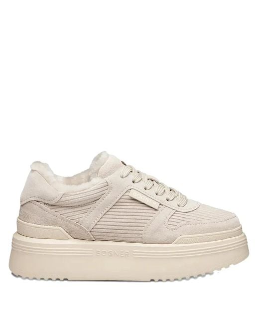 Bogner Natural New York 10 Ribbed Platform Sneakers