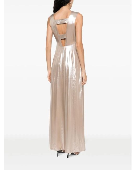 Peserico Natural Laminated Flared Dress