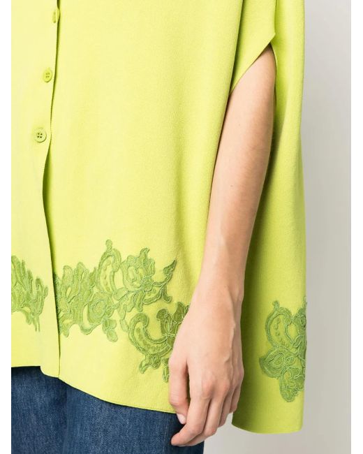 ERMANNO FIRENZE Yellow Floral Lace-Appliqué Short-Sleeve Cardigan