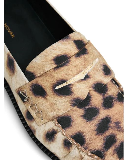 VANDA NOVAK White Greta Leopard-Print Loafers