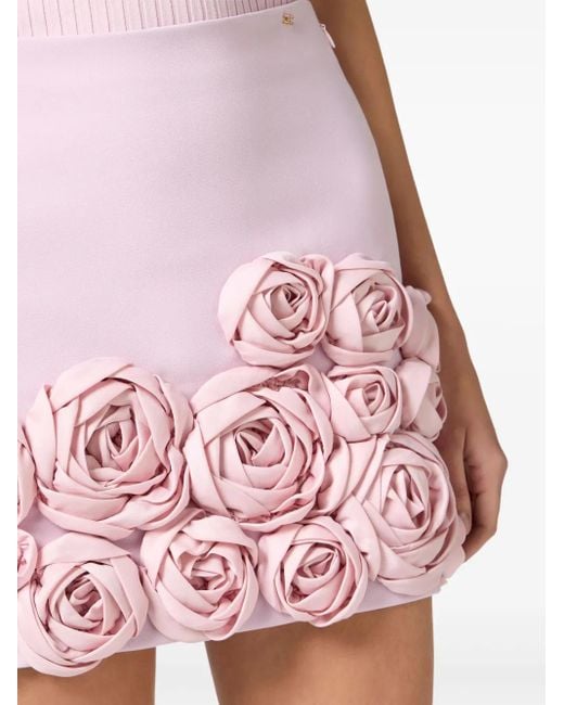 Elisabetta Franchi Pink Flower-Detailing Mini Skirt