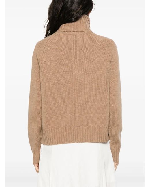 Allude ラグランスリーブ タートルネックセーター Natural