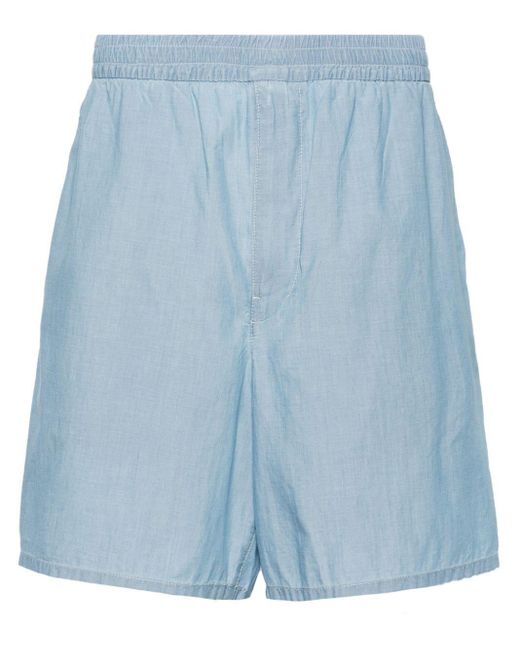 Prada Blue Triangle-patch Elasticated-waist Shorts for men