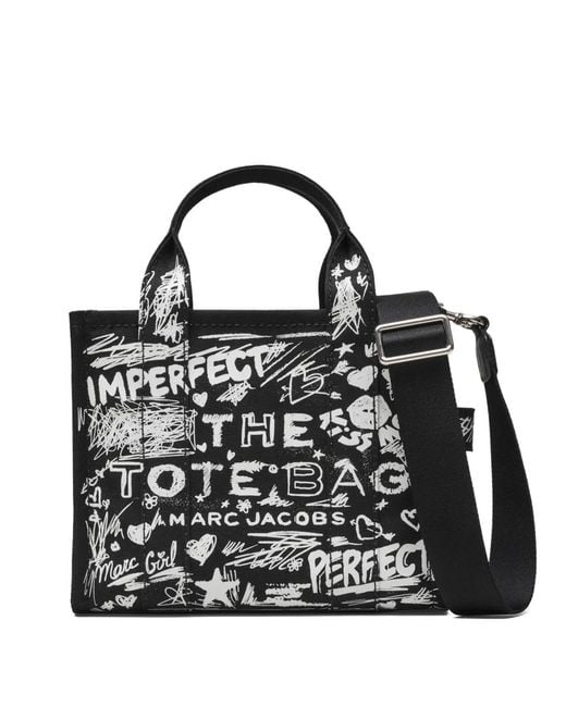Marc Jacobs Black The Punk Scribble Canvas Small Tote Bag