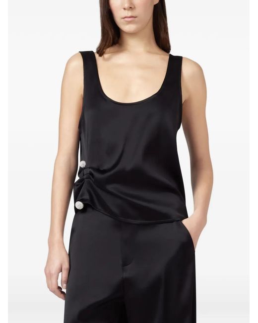 GIUSEPPE DI MORABITO Black Crystal-Embellished Ruched Top