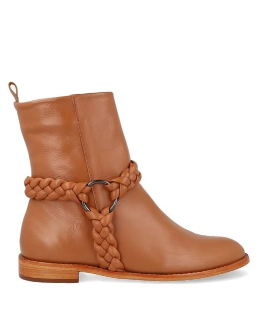 Blue Bird Shoes Brown Braided-Detail Ankle Boots