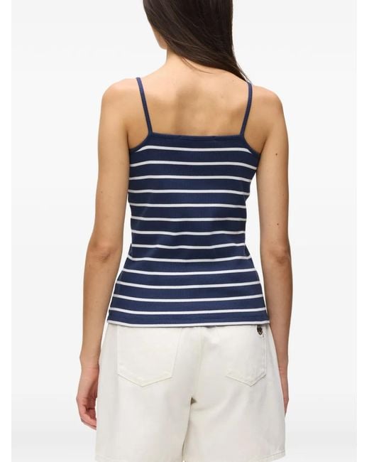 Karl Lagerfeld Blue Ikon Striped-Pattern Tank Top