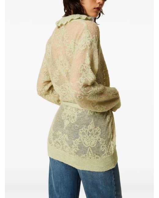 Twinset Green Jacquard Alpaca Blend Maxi Jumper