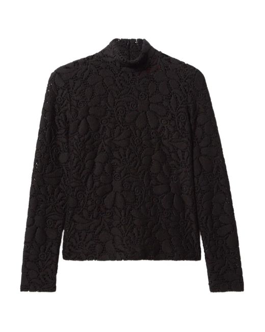 LaDoubleJ Black Lace Turtleneck Top